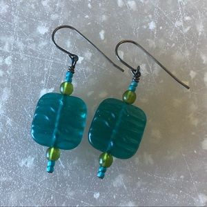 Teal & Green Dangle Earrings